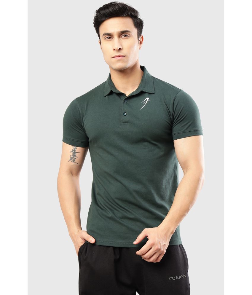     			Fuaark Green Cotton Slim Fit Men's Sports Polo T-Shirt ( Pack of 1 )
