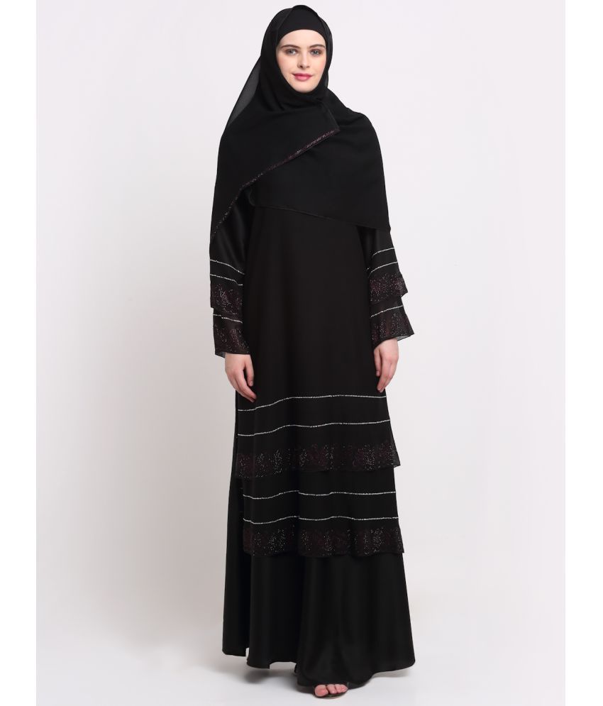     			Klotthe Black Polyester Unstitched Burqas without Hijab - Single