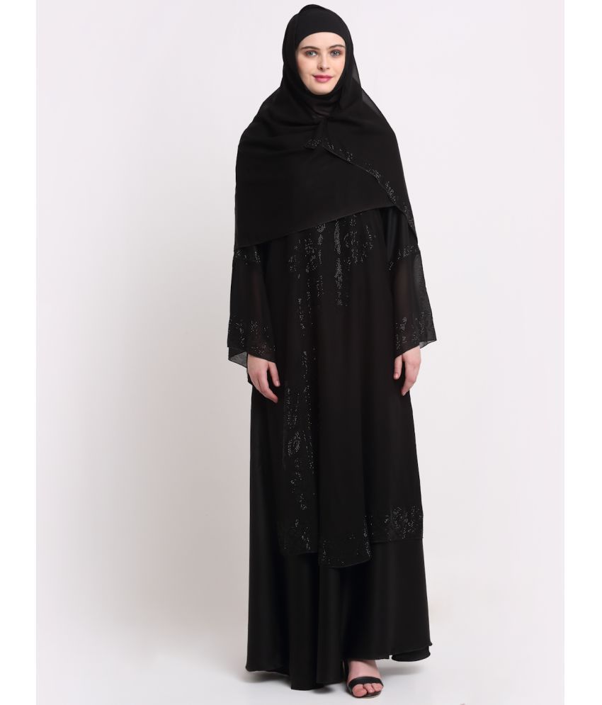     			Klotthe Black Polyester Unstitched Burqas without Hijab - Single