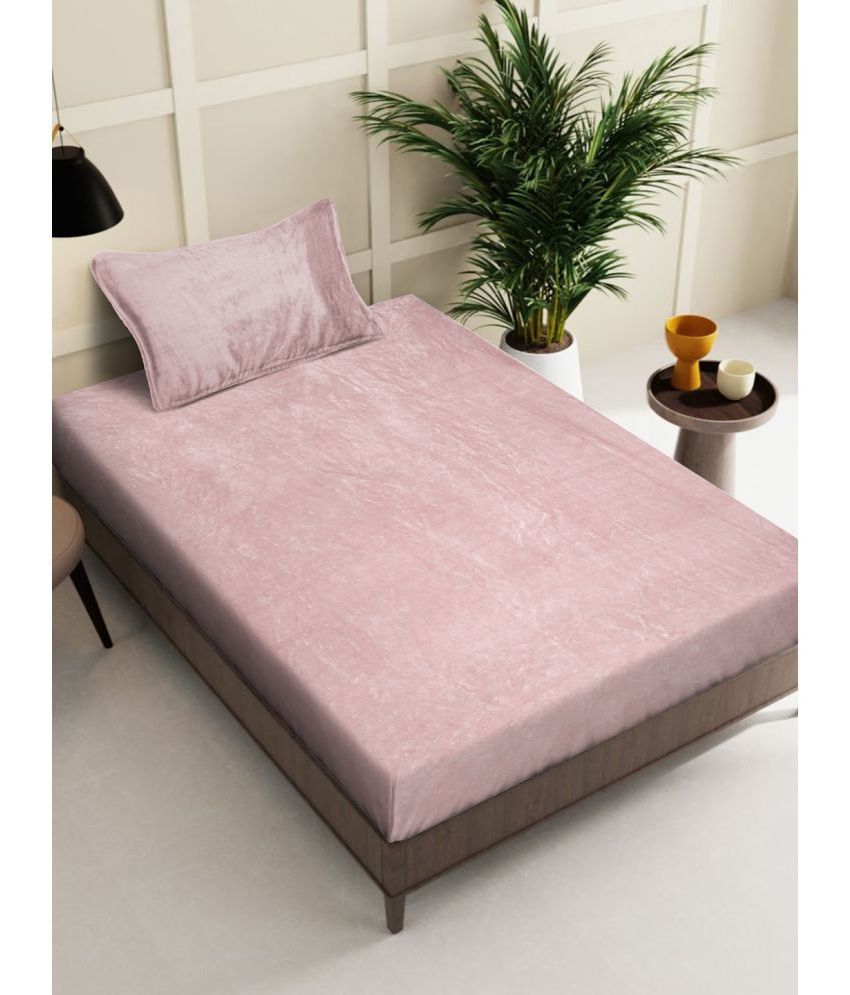    			Klotthe Woollen Solid 1 Single Bedsheet with 1 Pillow Cover - Rose Gold