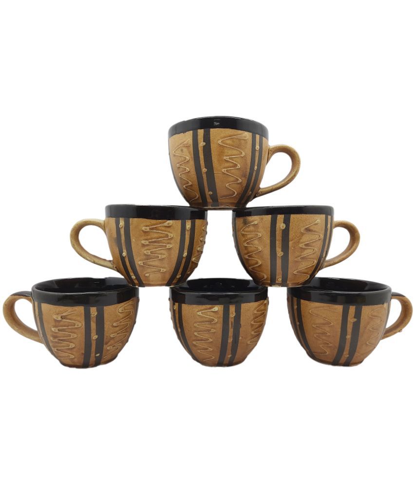     			Laghima jadon Ceramic Single Walled Tea Cup 150 ml ( Pack of 6 )