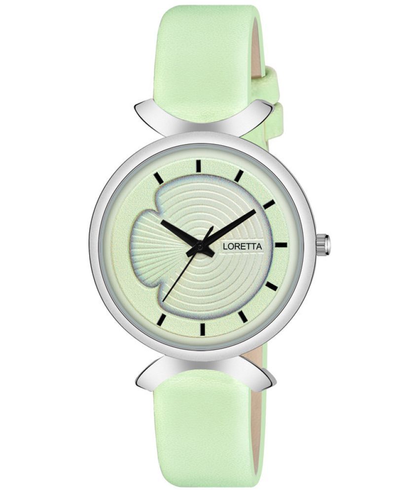     			Loretta Green Leather Analog Womens Watch