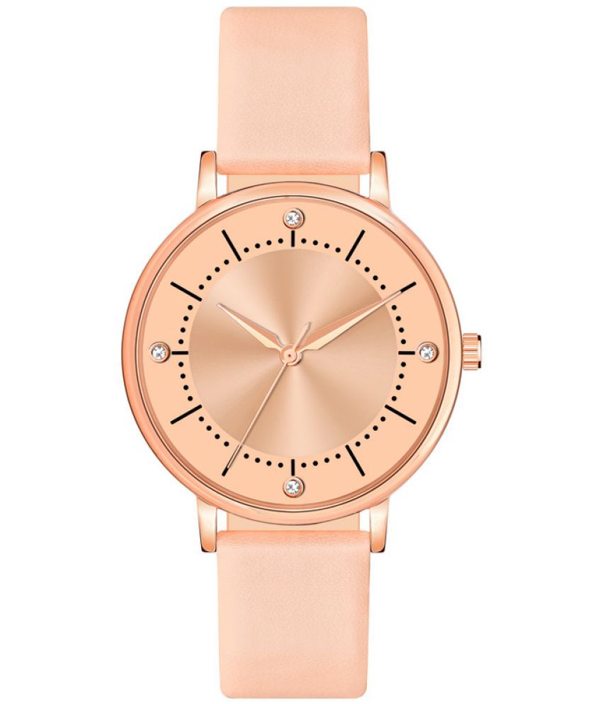     			Loretta Peach Leather Analog Womens Watch