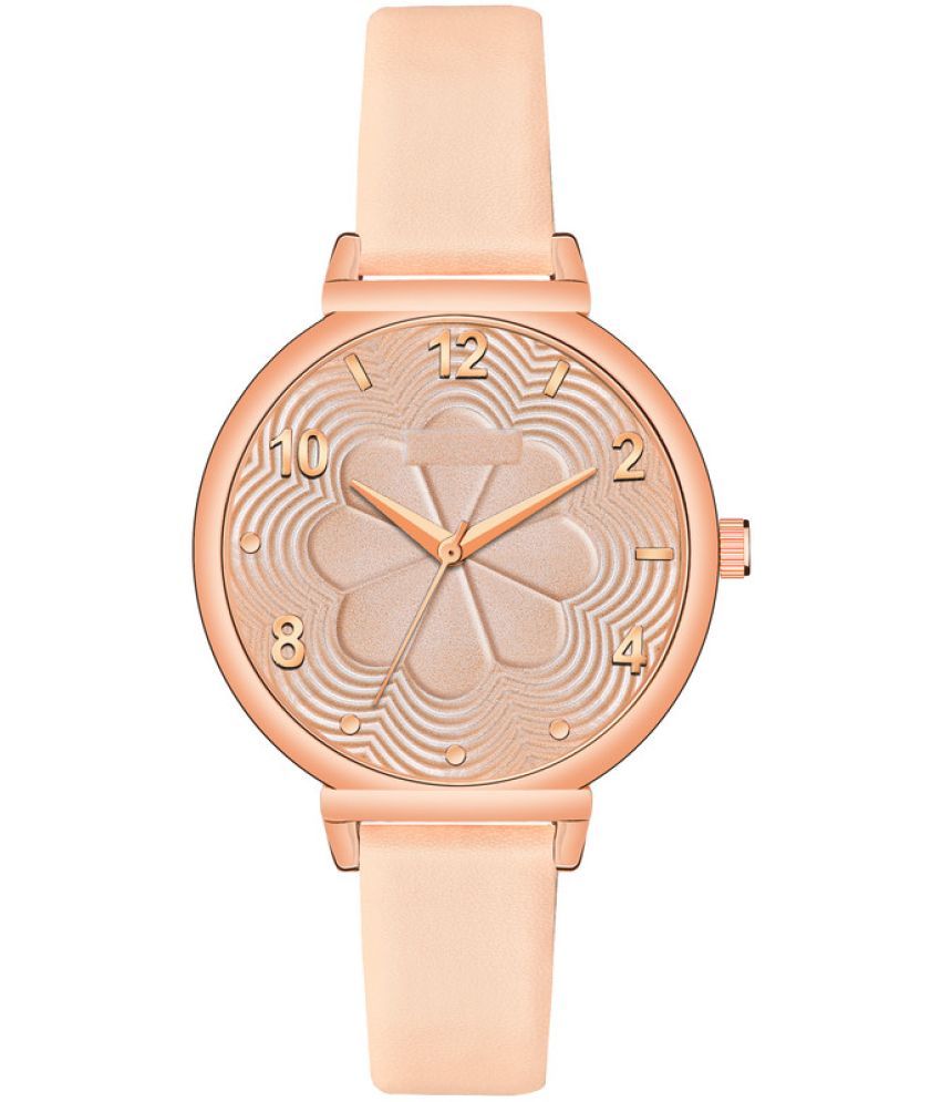     			Loretta Peach Leather Analog Womens Watch