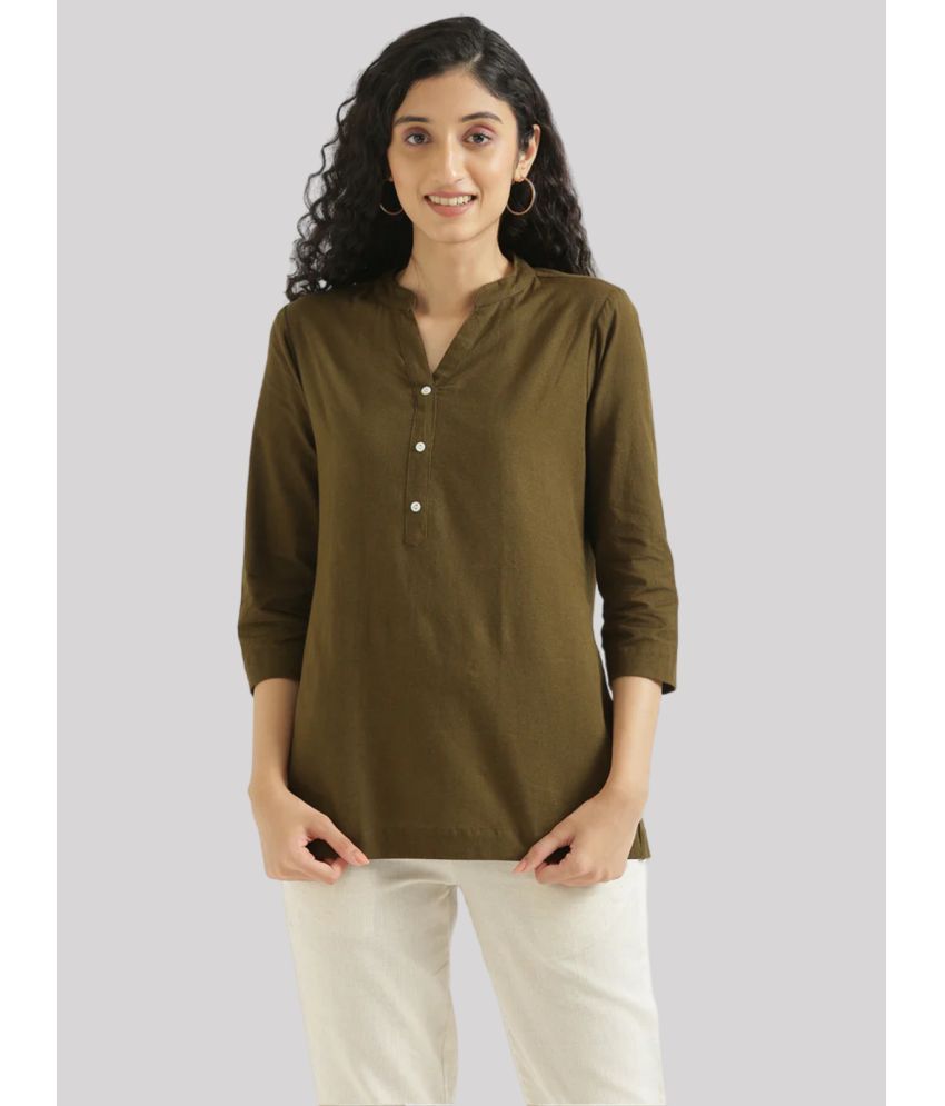     			PPTHEFASHIONHUB Rayon Solid Straight Women's Kurti - Olive ( Pack of 1 )