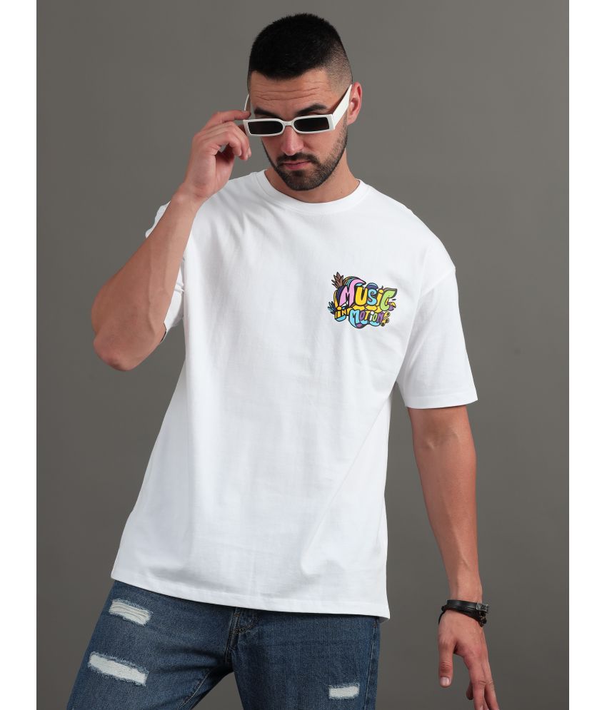     			Paul Street 100% Cotton Slim Fit Printed Half Sleeves Men's T-Shirt - White ( Pack of 1 )