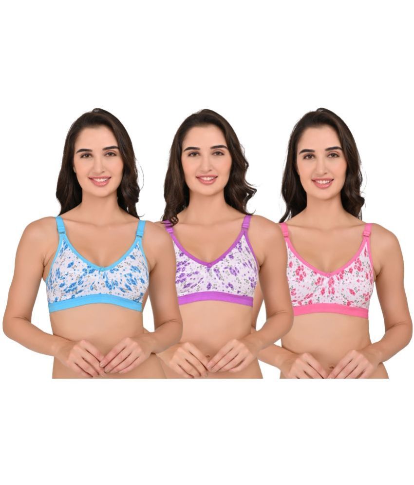     			Piylu Pack of 3 Cotton Blend Women's Everyday Bra ( Multicolor ) Bra-Crush-CB3