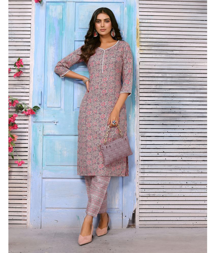     			Skylee Cotton Blend Embellished Kurti With Pants Women's Stitched Salwar Suit - Multicolor ( Pack of 1 )