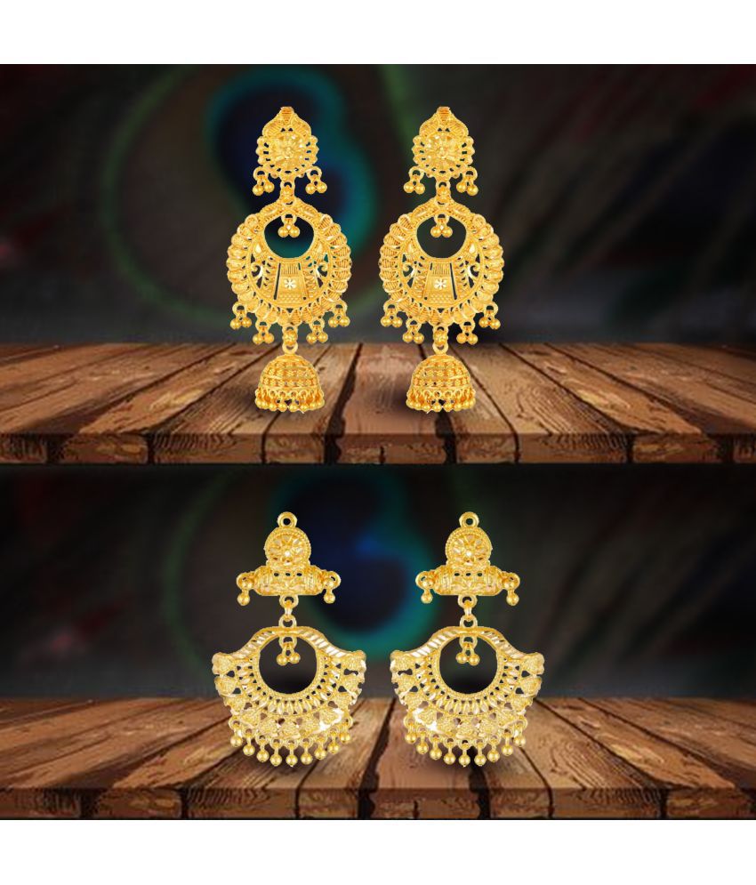     			VIVASTRI Golden Jhumki Earrings ( Pack of 2 )