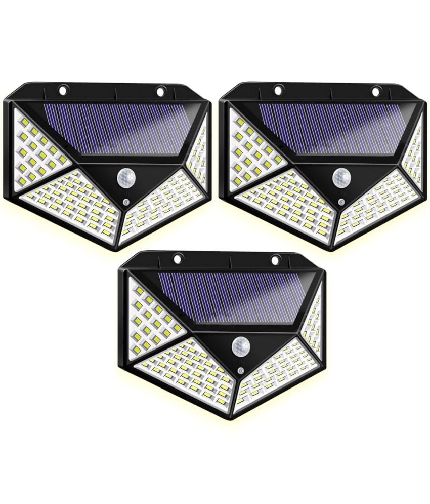     			18-ENTERPRISE Solar Rechargable Light Outdoor 100 LEDs Solar Motion Sensor Light with Solar Panel and 3 Modes with IP65 Protection, Waterproof and Dustproof with Wide Angle Lighting (Pack of 3).