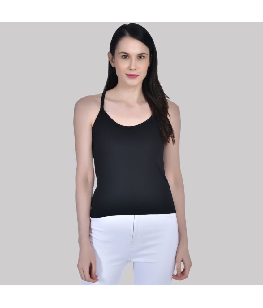     			AIMLY ScoopNeck CrossBack Cotton Camisoles - Black Single