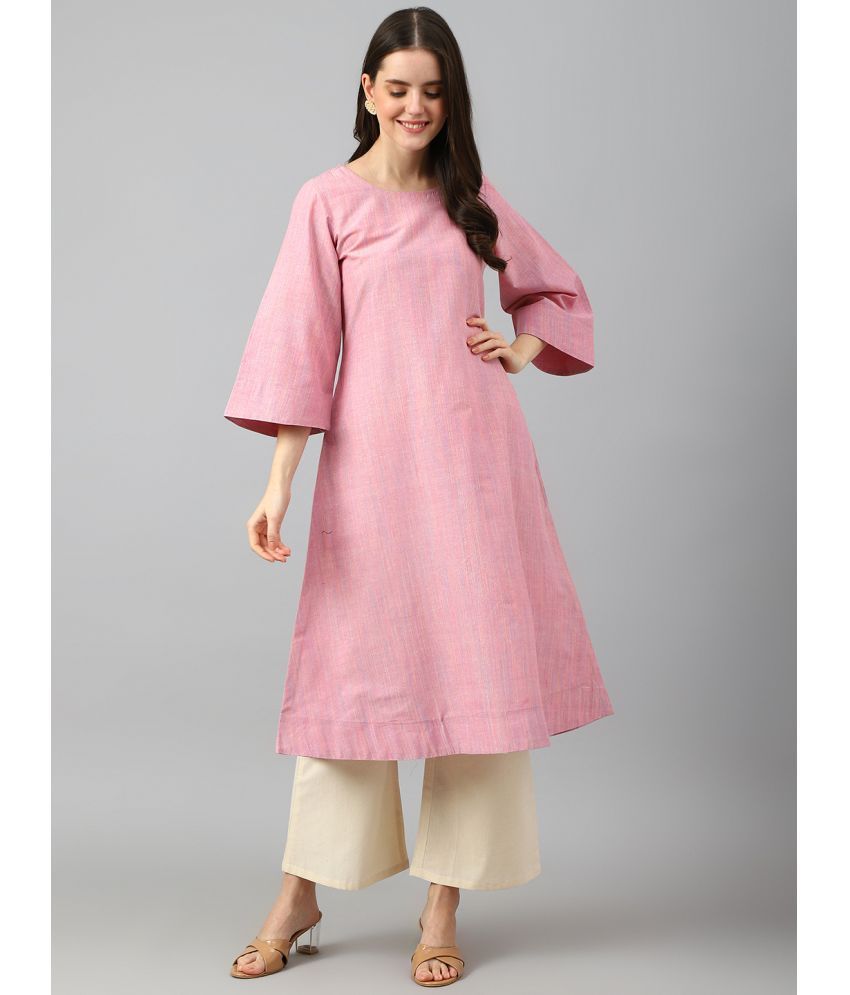     			Aarrah Cotton Blend Self Design Straight Women's Kurti - Pink ( Pack of 1 )