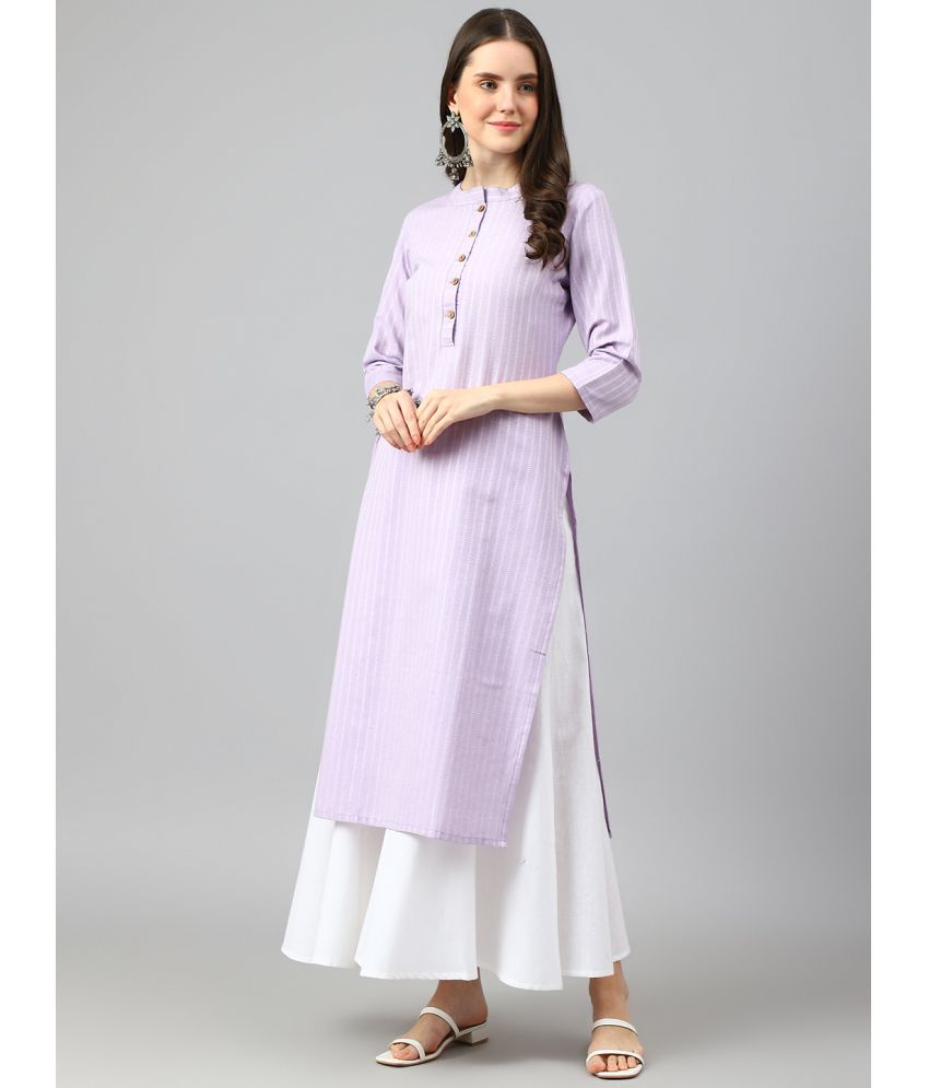     			Aarrah Cotton Striped Straight Women's Kurti - Purple ( Pack of 1 )