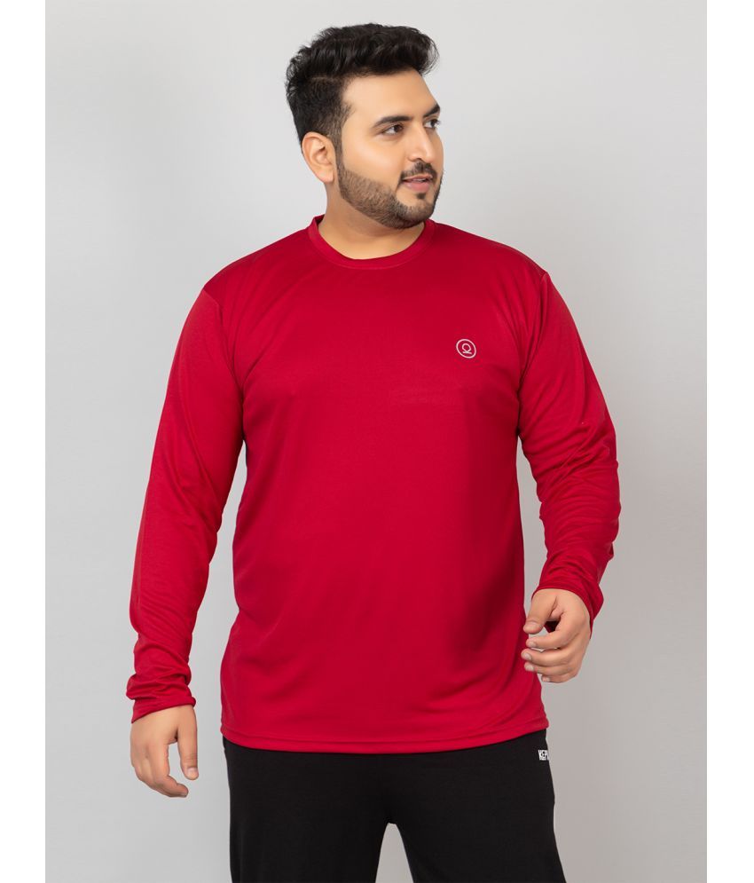     			Chkokko Polyester Regular Fit Solid Full Sleeves Men's T-Shirt - Maroon ( Pack of 1 )