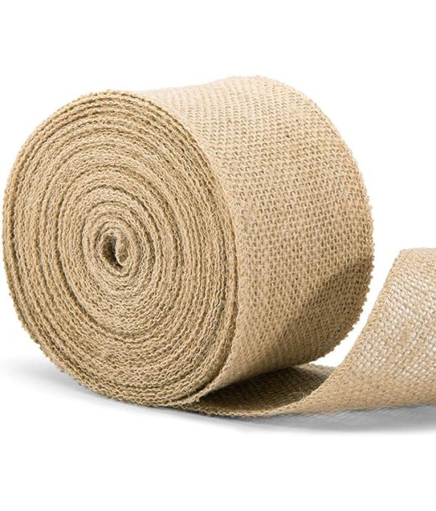     			Craft Decoration 3 Inch Jute Roll Natural Burlap Fabric Ribbon - 3 Meter for Crafts Gift Wrapping Decoration Christmas Tree Succulents Chairs Dining Tables. (1pc)