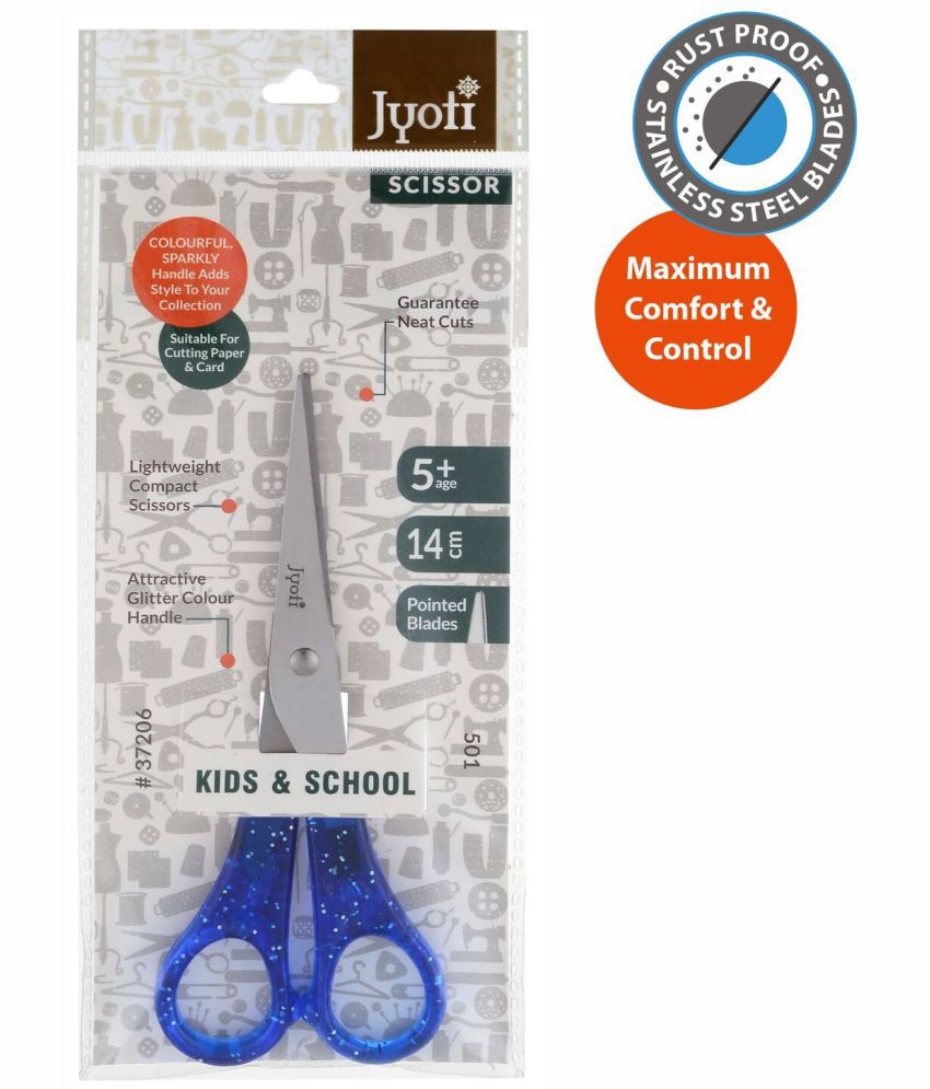     			Jyoti Scissor for Kids & School Use - 501 (5 Inch) Stainless Steel Blades with Plastic Handle - Pack of 2