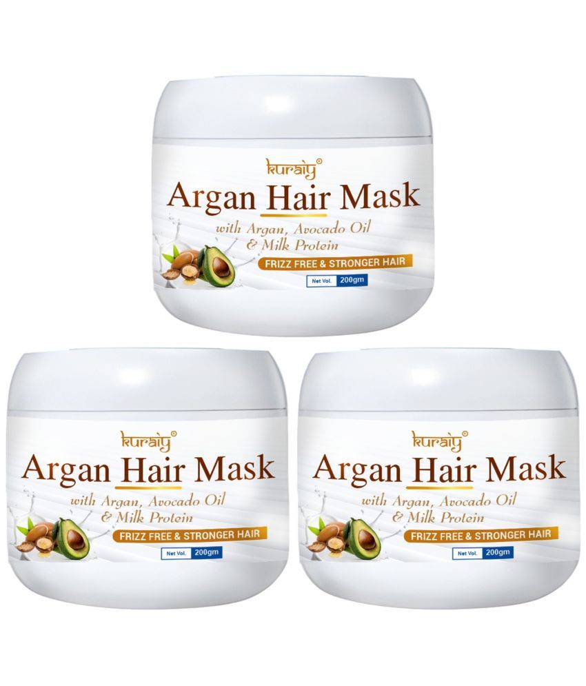     			KURAIY Argan Hair Mask With Argan, Milk Protein For Frizz Hair And Stronger Hair 200g Pack Of 3