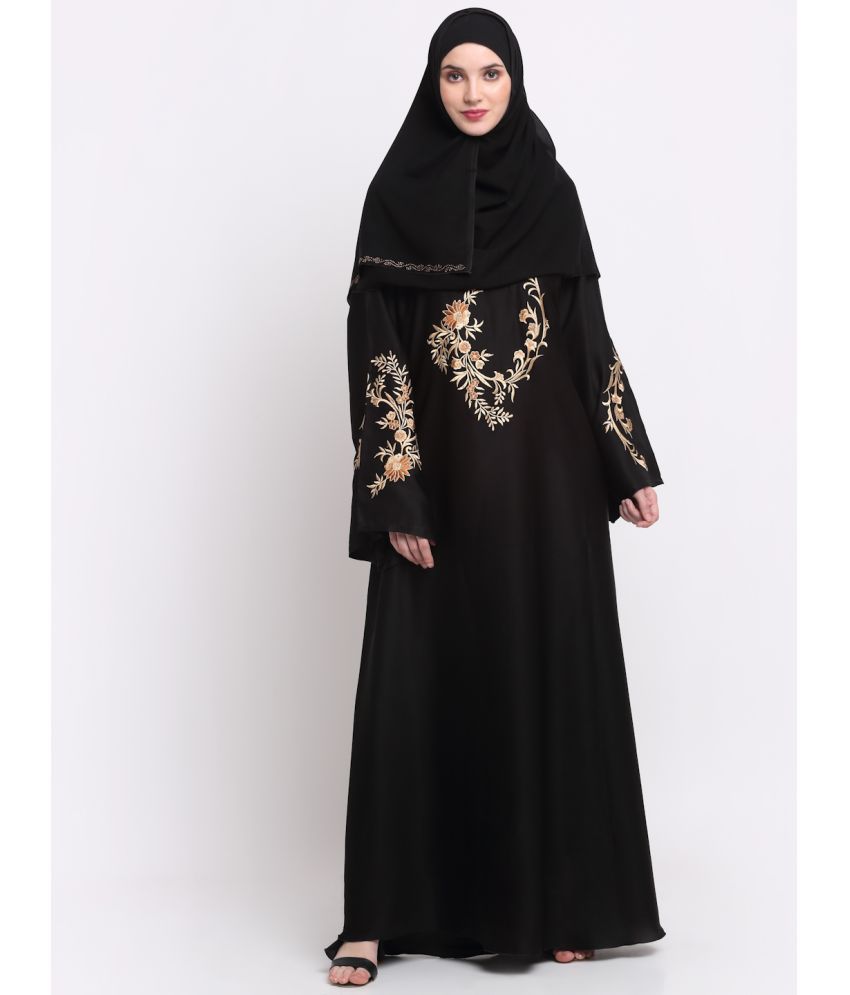     			Klotthe Black Polyester Unstitched Burqas without Hijab - Single