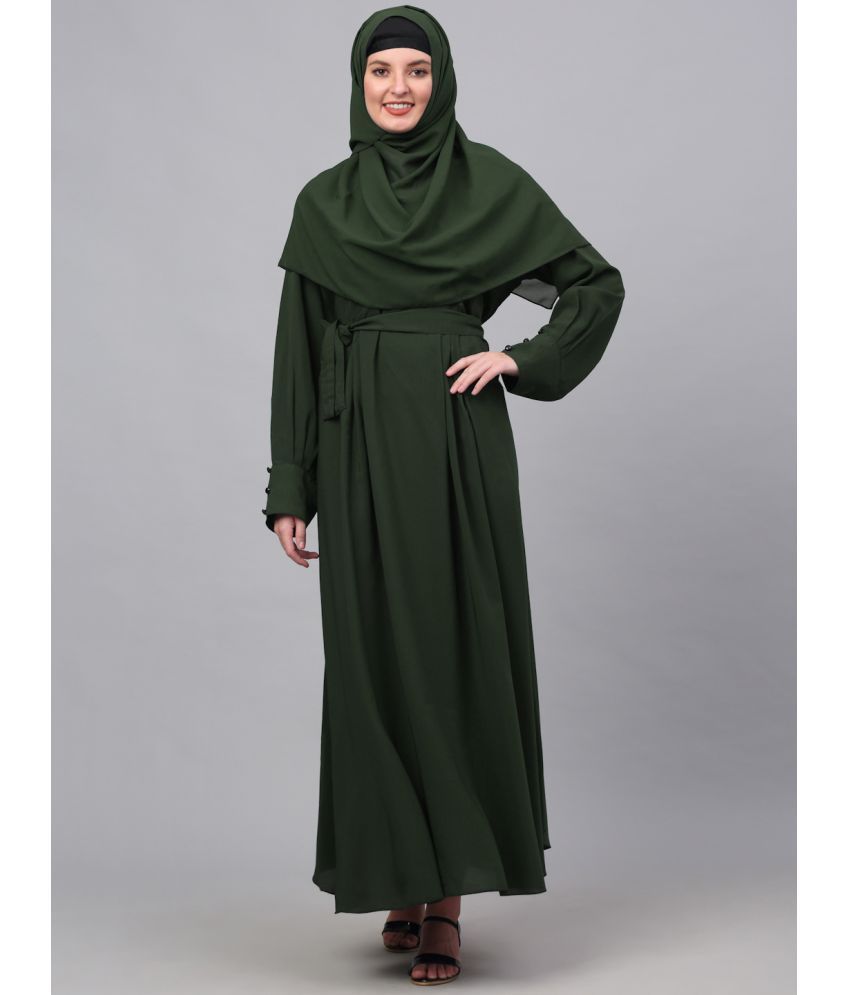     			Klotthe Green Polyester Unstitched Burqas without Hijab - Single