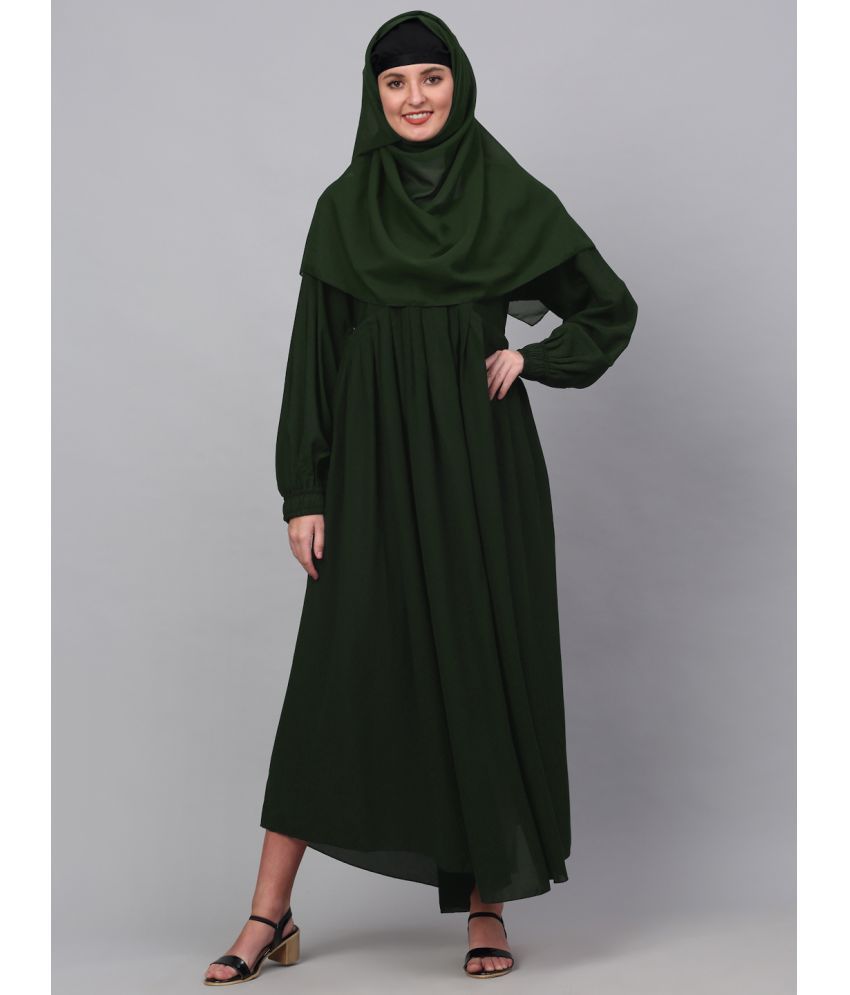     			Klotthe Green Polyester Unstitched Burqas without Hijab - Single