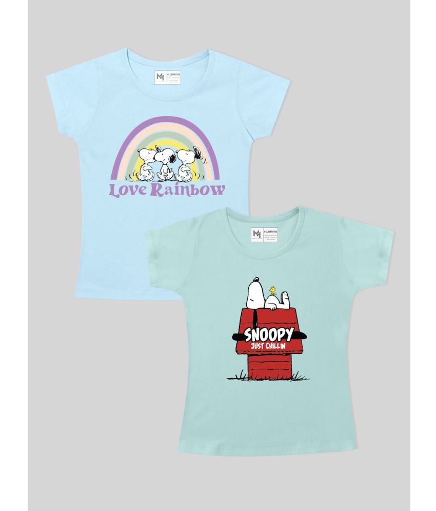     			MINUTE MIRTH Blue Cotton Girls T-Shirt ( Pack of 2 )