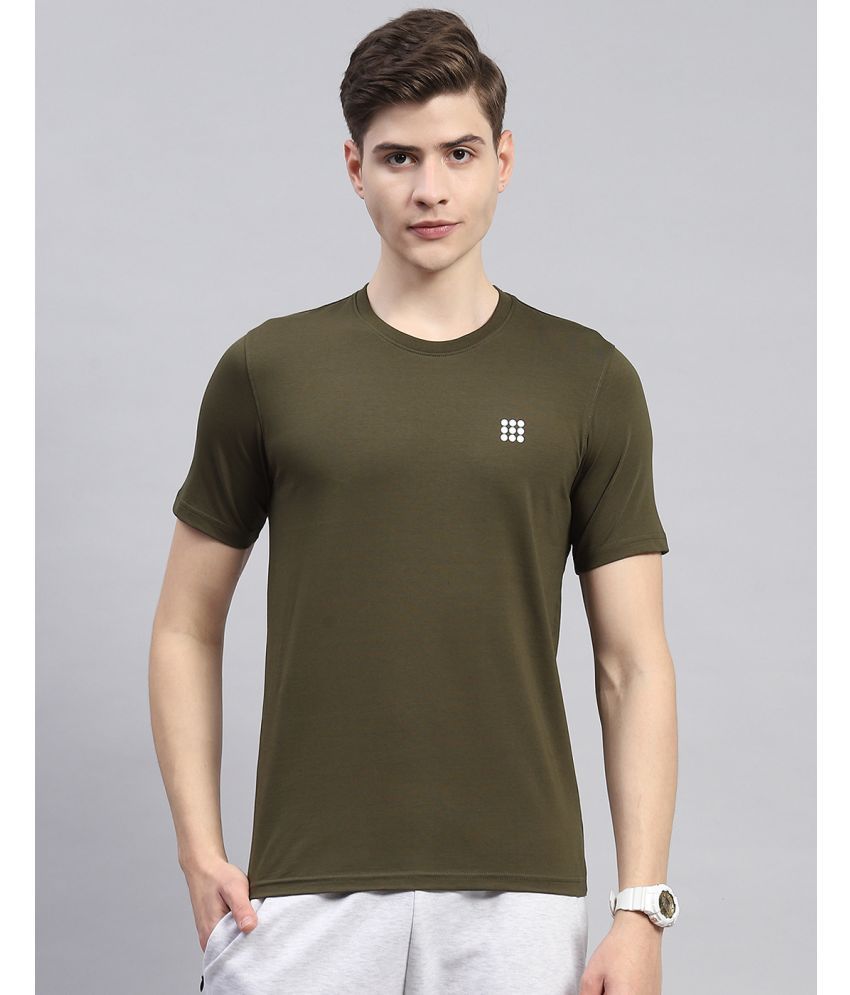     			Rock.it Cotton Blend Regular Fit Solid Half Sleeves Men's T-Shirt - Olive ( Pack of 1 )