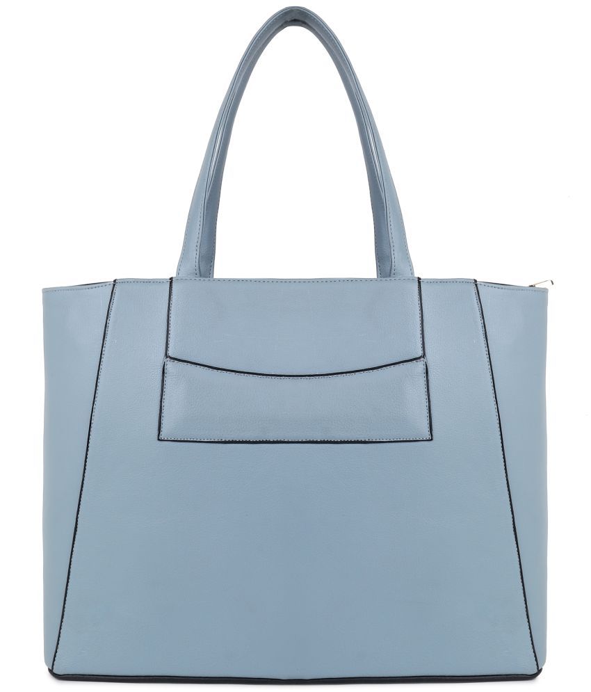     			Style Smith Light Blue Faux Leather Tote Bag