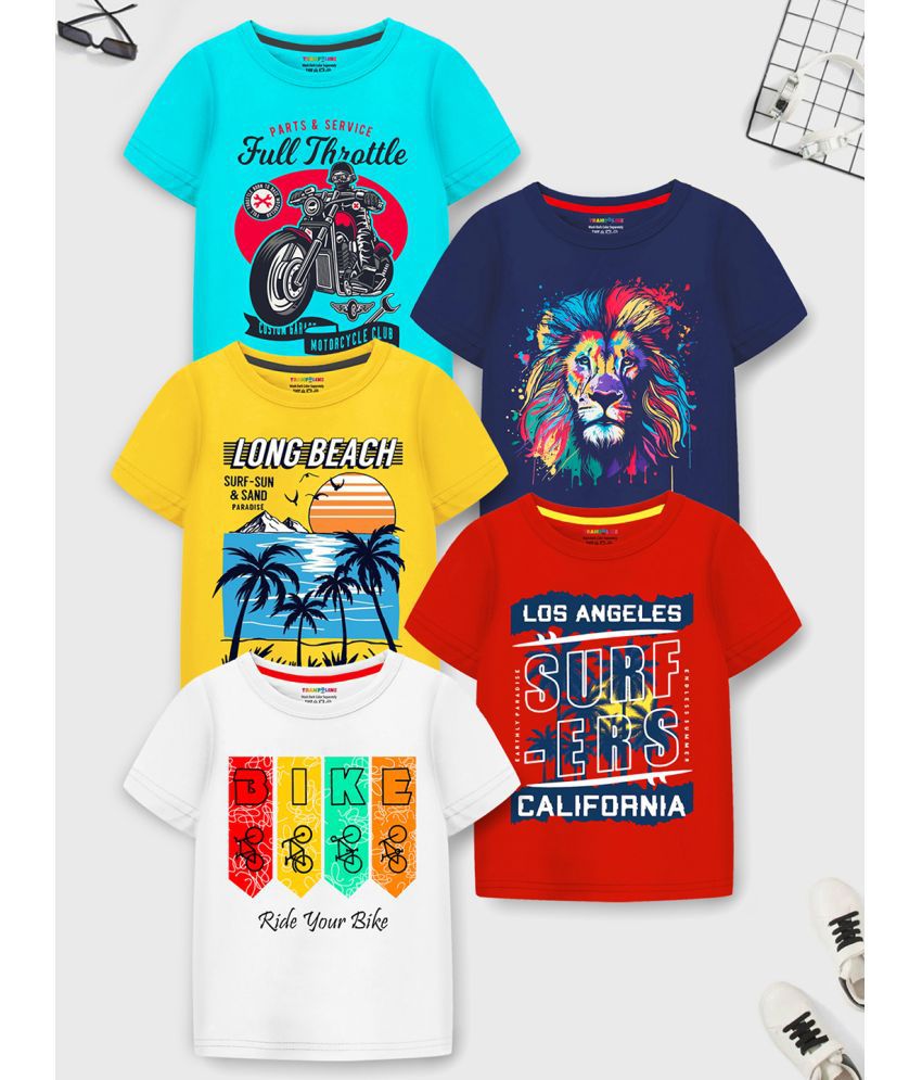     			Trampoline Multicolor Cotton Blend Boy's T-Shirt ( Pack of 5 )