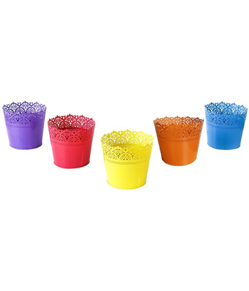     			TrustBasket Lace Planter-Set of 5 (Yellow, Blue, Pink, Ivory, Purple)
