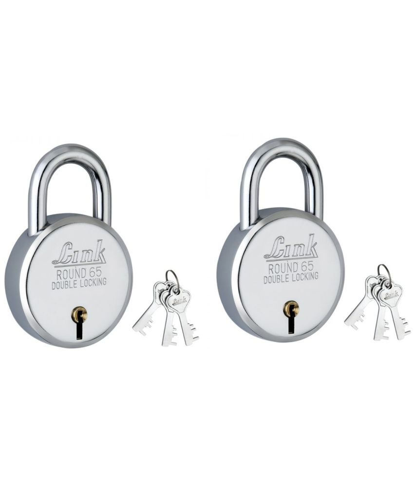     			pack of 2 Link Lock Steel Round 65mm Double Locking with 3 Keys, Keys are not Interchangeable Security Ensured Padlock