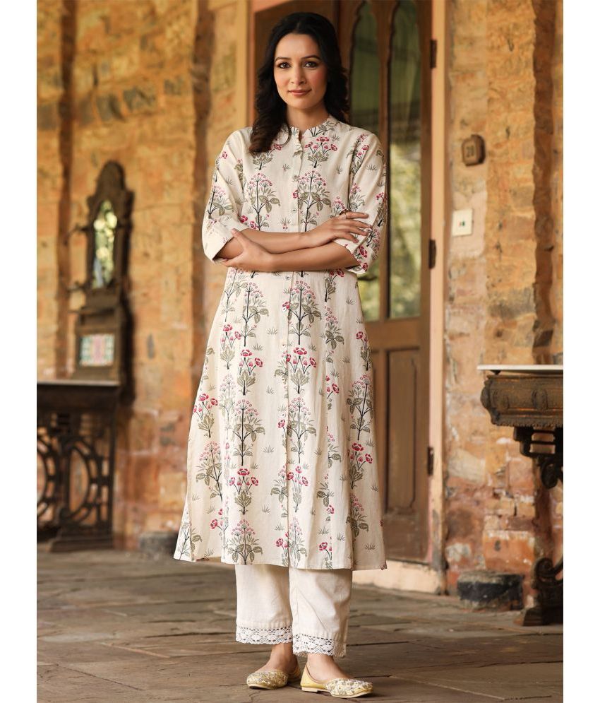     			AMIRA'S INDIAN ETHNICWEAR Cotton Flex Printed Front Slit Women's Kurti - Pink ( Pack of 1 )