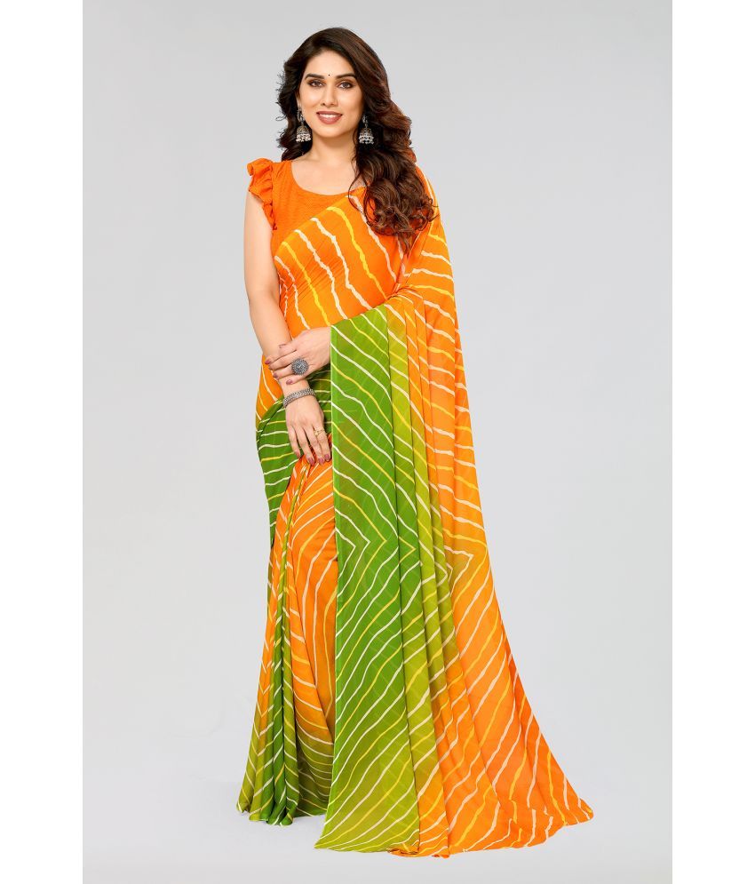     			ANAND SAREES Georgette Printed Saree With Blouse Piece - Orange ( Pack of 1 )