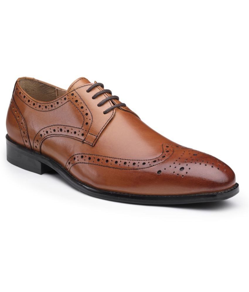     			HATS OFF ACCESSORIES Tan Men's Brogue Formal Shoes