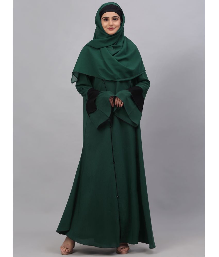     			Klotthe Green Polyester Unstitched Burqas without Hijab - Single