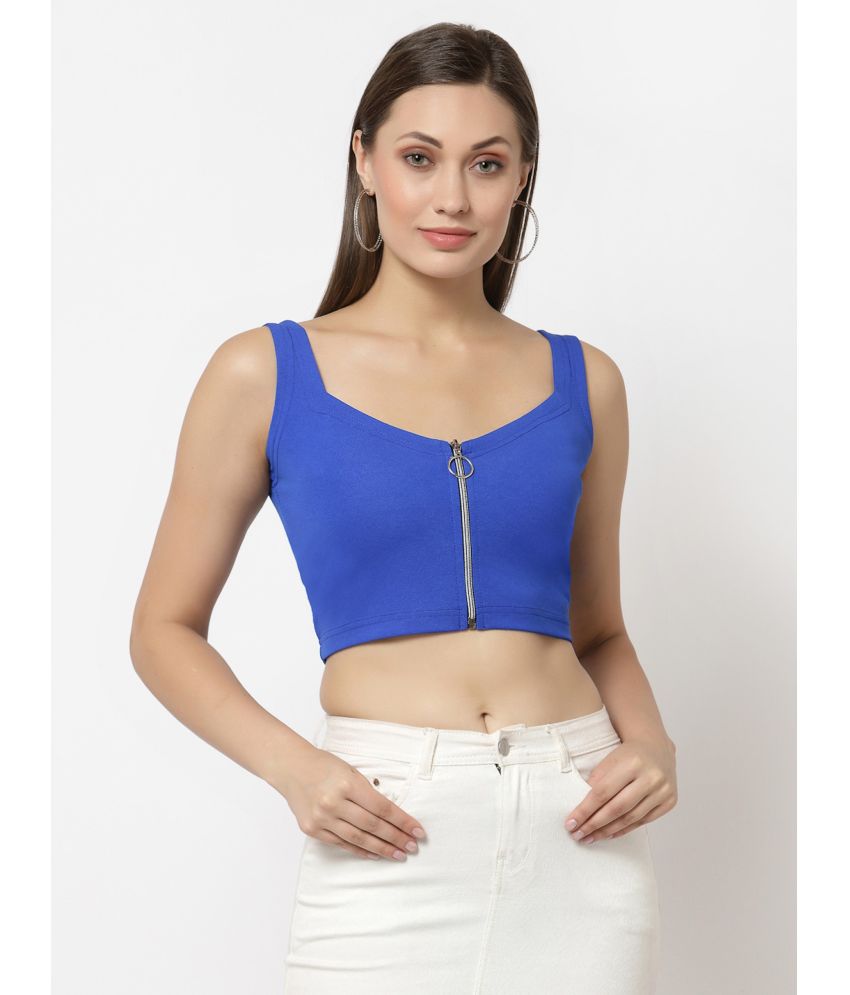     			POPWINGS Blue Polyester Women's Crop Top ( Pack of 1 )