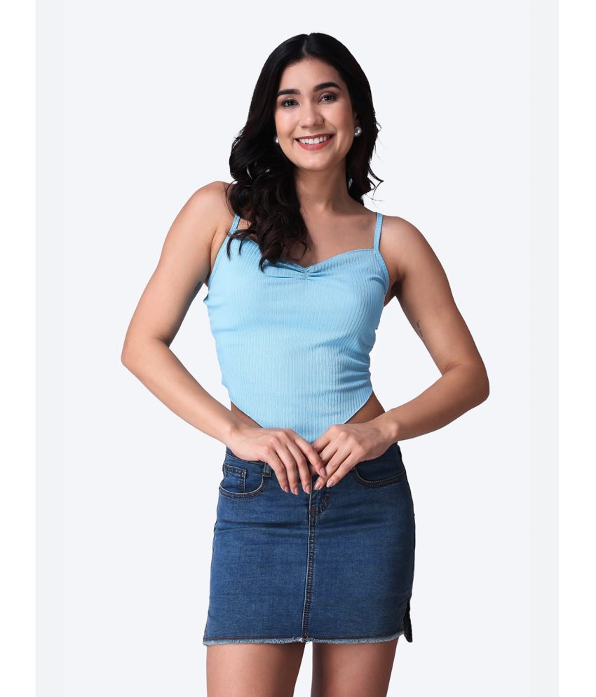     			POPWINGS Blue Polyester Women's Crop Top ( Pack of 1 )