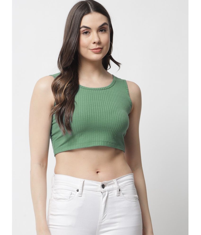     			POPWINGS Green Polyester Women's Crop Top ( Pack of 1 )