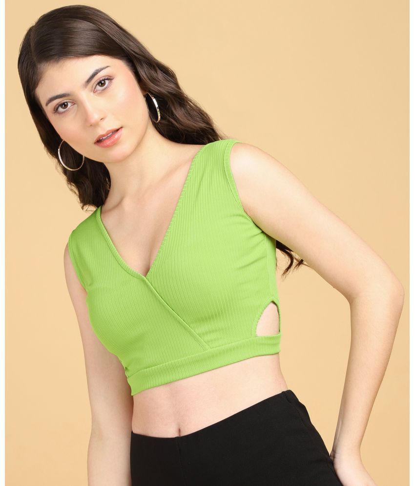     			POPWINGS Green Polyester Women's Crop Top ( Pack of 1 )