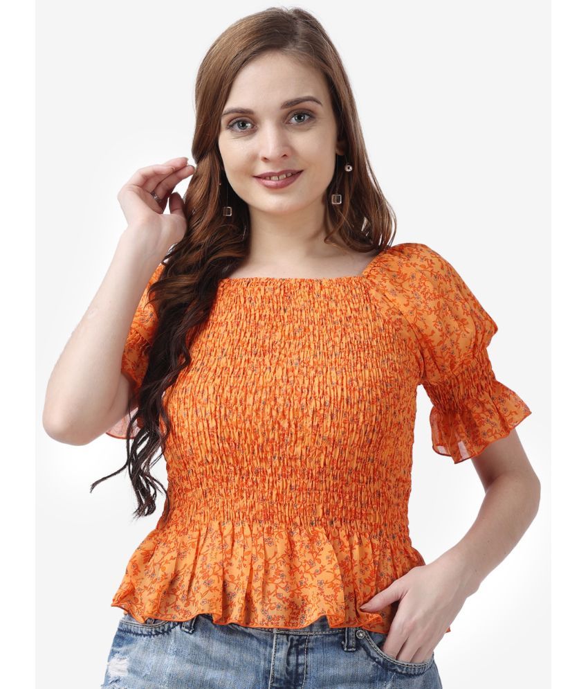     			POPWINGS Orange Polyester Women's Regular Top ( Pack of 1 )