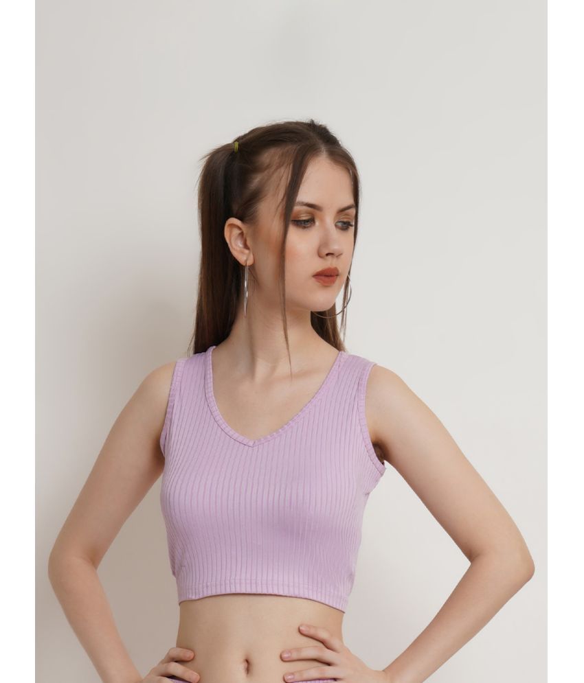     			POPWINGS Purple Polyester Women's Crop Top ( Pack of 1 )