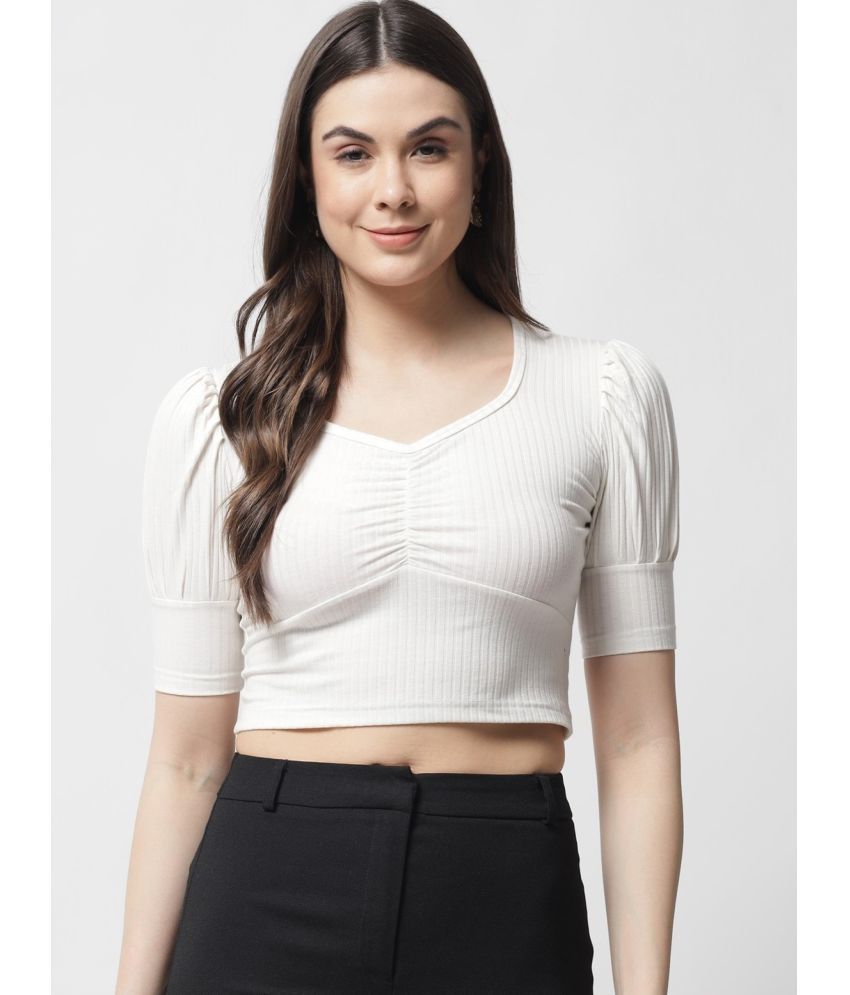     			POPWINGS White Polyester Women's Crop Top ( Pack of 1 )