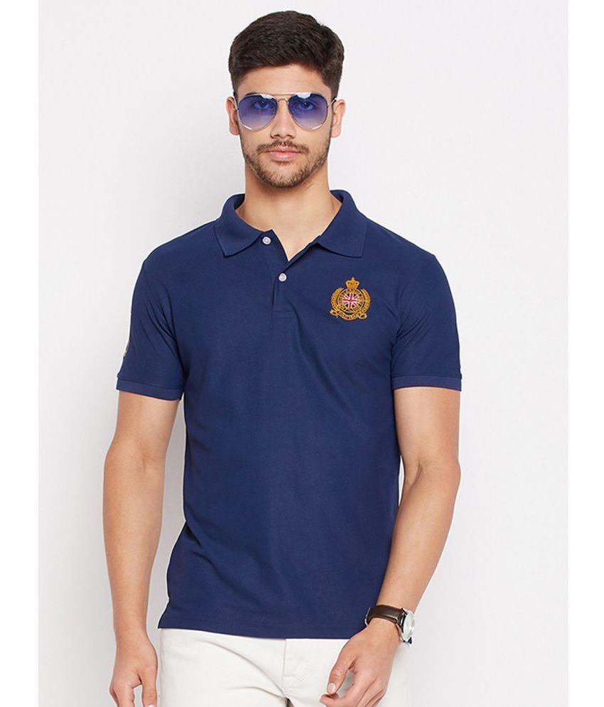     			Riss Polyester Regular Fit Embroidered Half Sleeves Men's Polo T Shirt - Navy ( Pack of 1 )