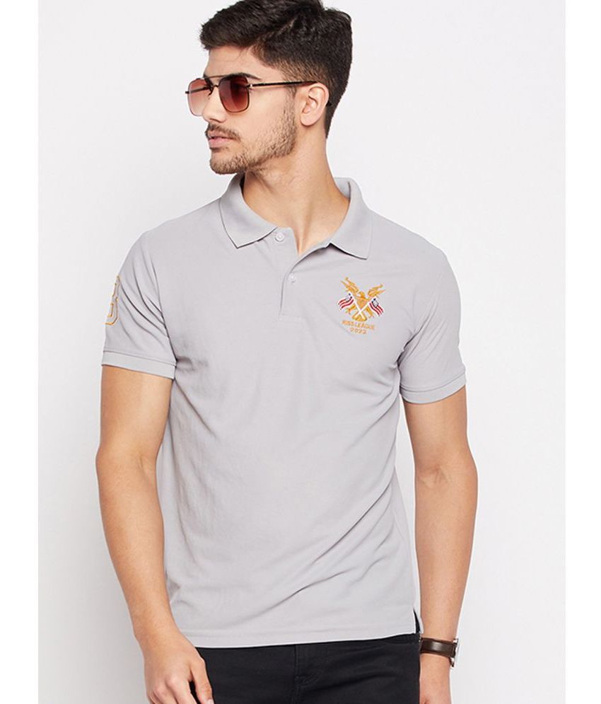     			Riss Polyester Regular Fit Embroidered Half Sleeves Men's Polo T Shirt - Grey ( Pack of 1 )