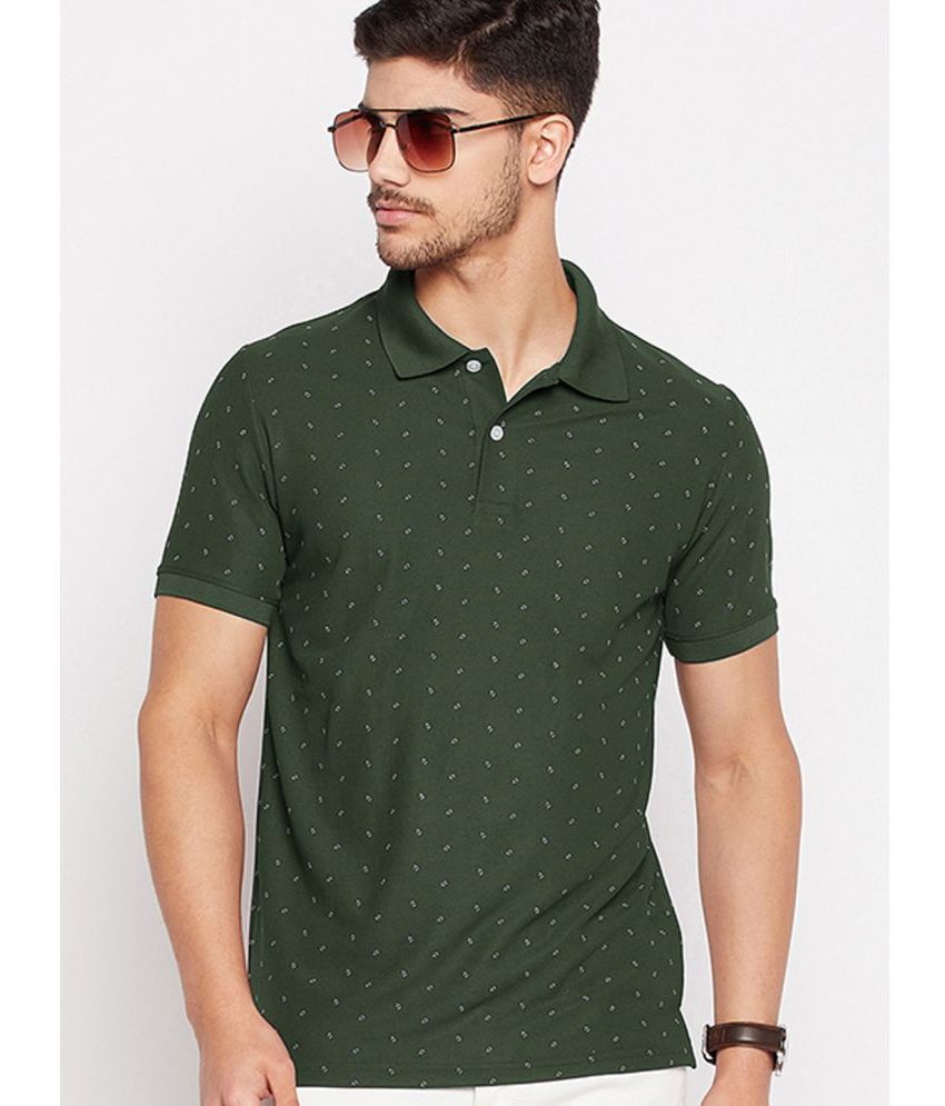     			Riss Pack of 1 Polyester Regular Fit Printed Half Sleeves Men's Polo T Shirt ( Olive )