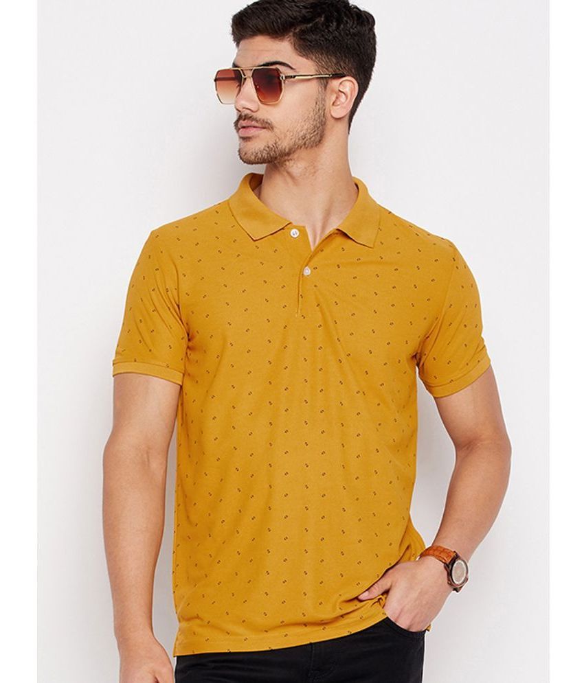     			Riss Polyester Regular Fit Printed Half Sleeves Men's Polo T Shirt - Mustard ( Pack of 1 )