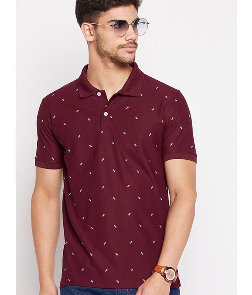     			Riss Pack of 1 Polyester Regular Fit Printed Half Sleeves Men's Polo T Shirt ( Maroon )