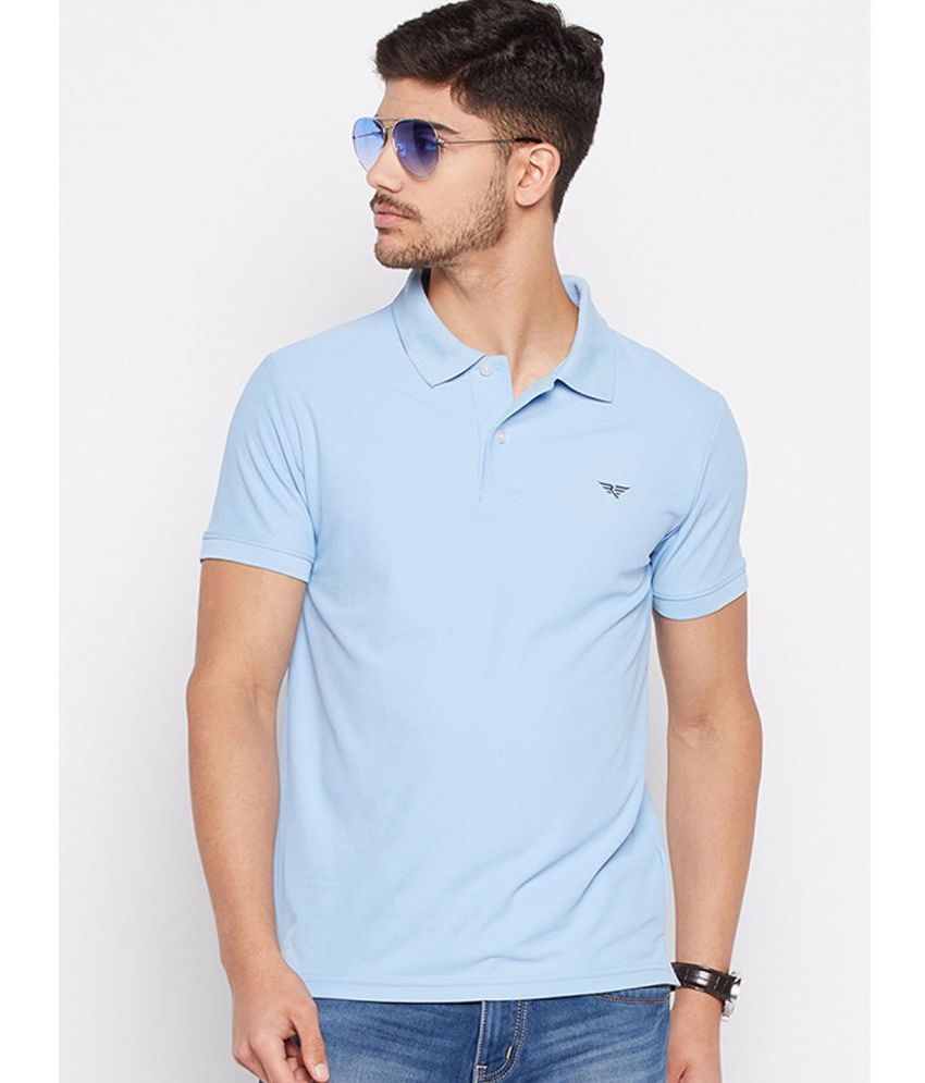     			Riss Polyester Regular Fit Solid Half Sleeves Men's Polo T Shirt - Sky Blue ( Pack of 1 )