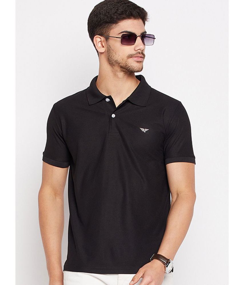    			Riss Polyester Regular Fit Solid Half Sleeves Men's Polo T Shirt - Black ( Pack of 1 )