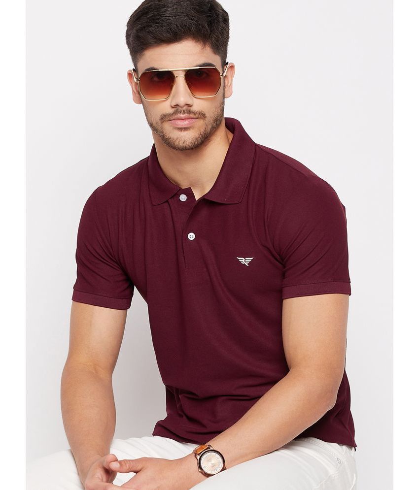     			Riss Polyester Regular Fit Solid Half Sleeves Men's Polo T Shirt - Maroon ( Pack of 1 )