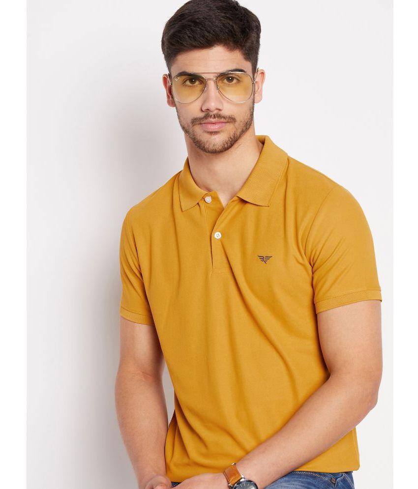     			Riss Polyester Regular Fit Solid Half Sleeves Men's Polo T Shirt - Mustard ( Pack of 1 )